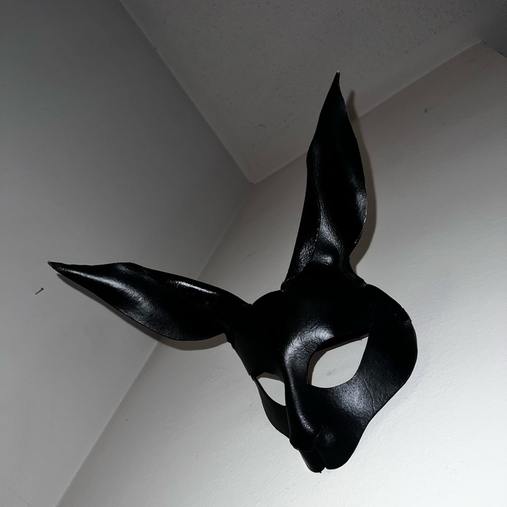 Sexy dark bunny rabbit leather-like Halloween masquerade mask
